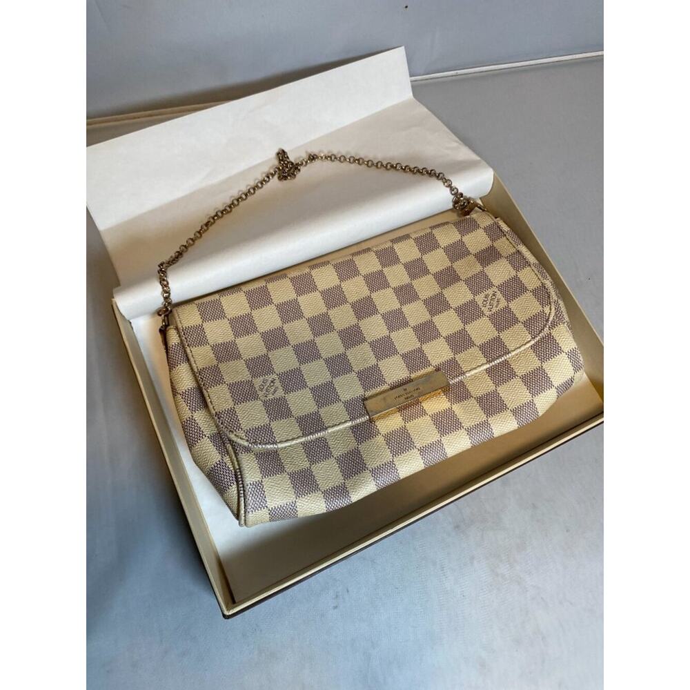 inspiration LV Cream and Gray Crossbody Bag with Gold Chain